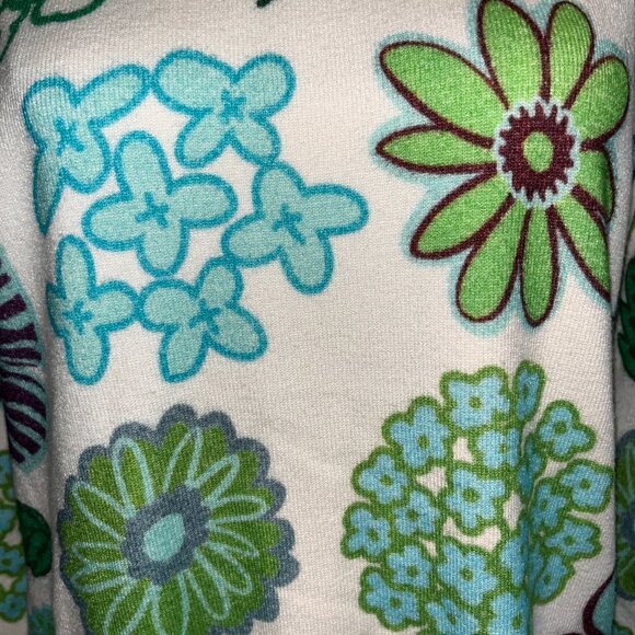 LESLEY EVERS AMELIA SWEATER DAZZLE FLOWER CREW NECK SWEATER - NWOT - SIZE:  XL - Picture 8 of 11